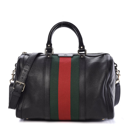 Gucci Calfskin Vintage Web Medium Boston Black 1 of 17