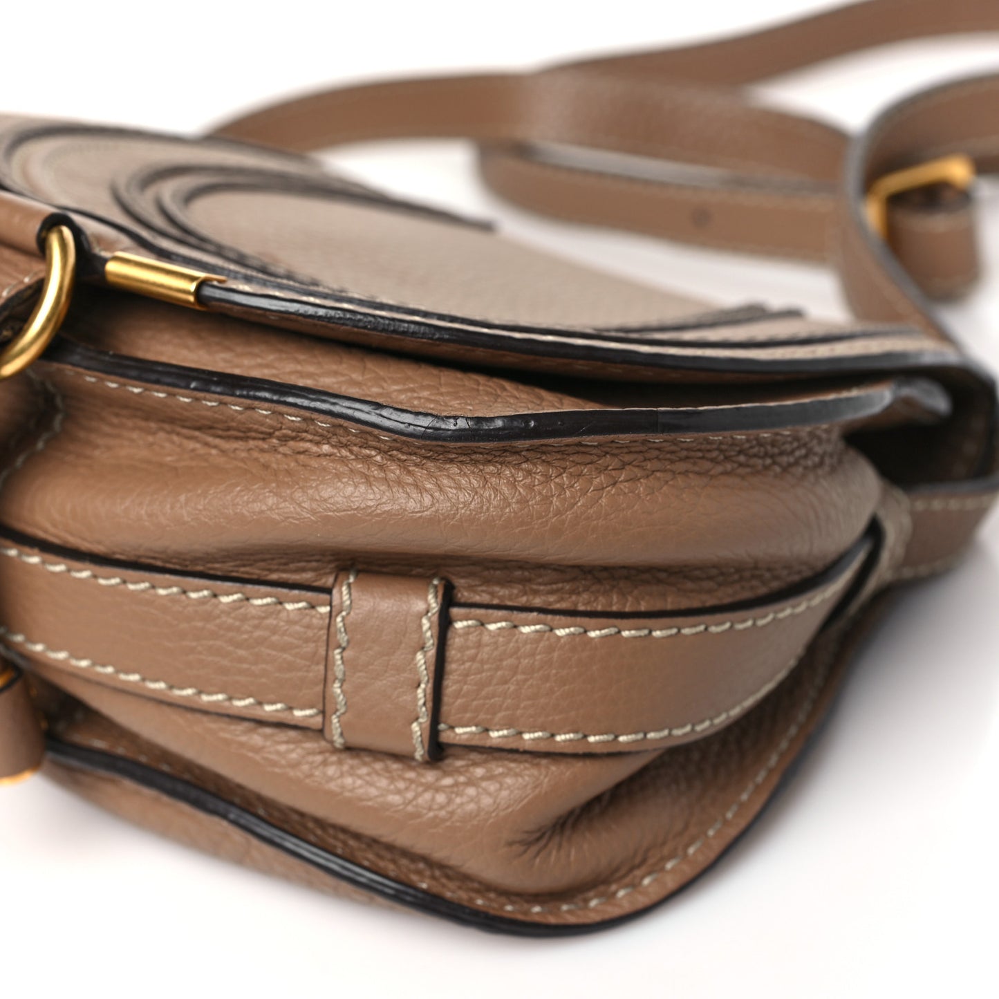 Grained Calfskin Small Marcie Saddle Bag Nut
