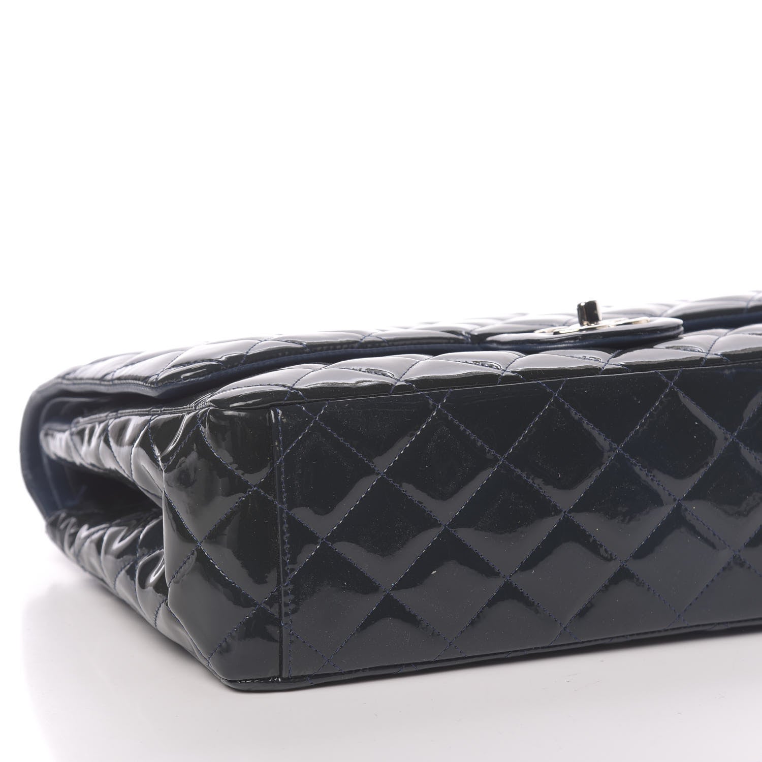 Chanel Patent Quilted Maxi Double Flap Navy Blue 13 of 15