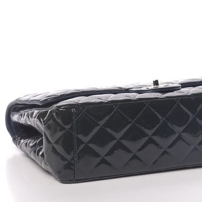 Chanel Patent Quilted Maxi Double Flap Navy Blue 13 of 15