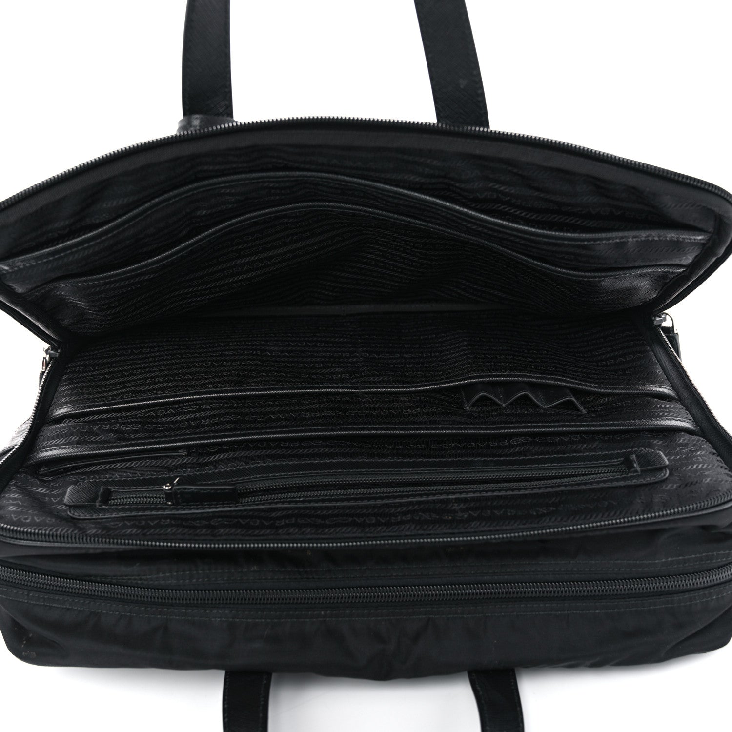 Prada Tessuto Nylon Saffiano Briefcase Black 6 of 14