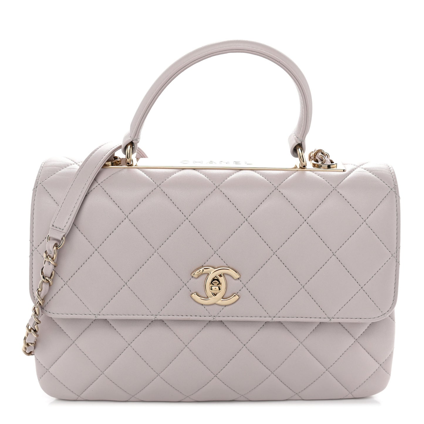 Lambskin Quilted Medium Trendy CC Flap Dual Handle Bag Pink