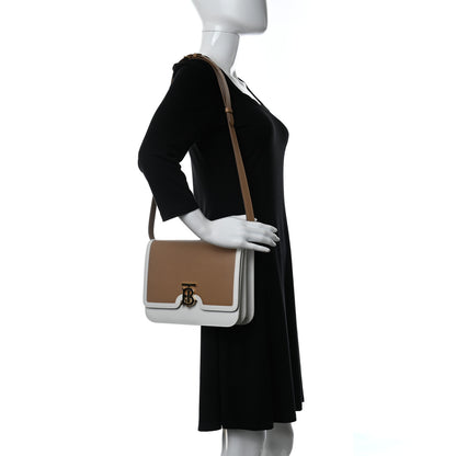 Burberry Smooth Calfskin Monogram Medium TB Bag Chalk White Camel 2 of 17