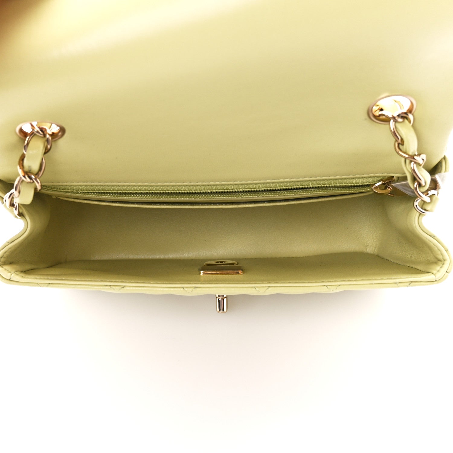 Chanel Lambskin Quilted Mini Rectangular Flap Light Green 5 of 12