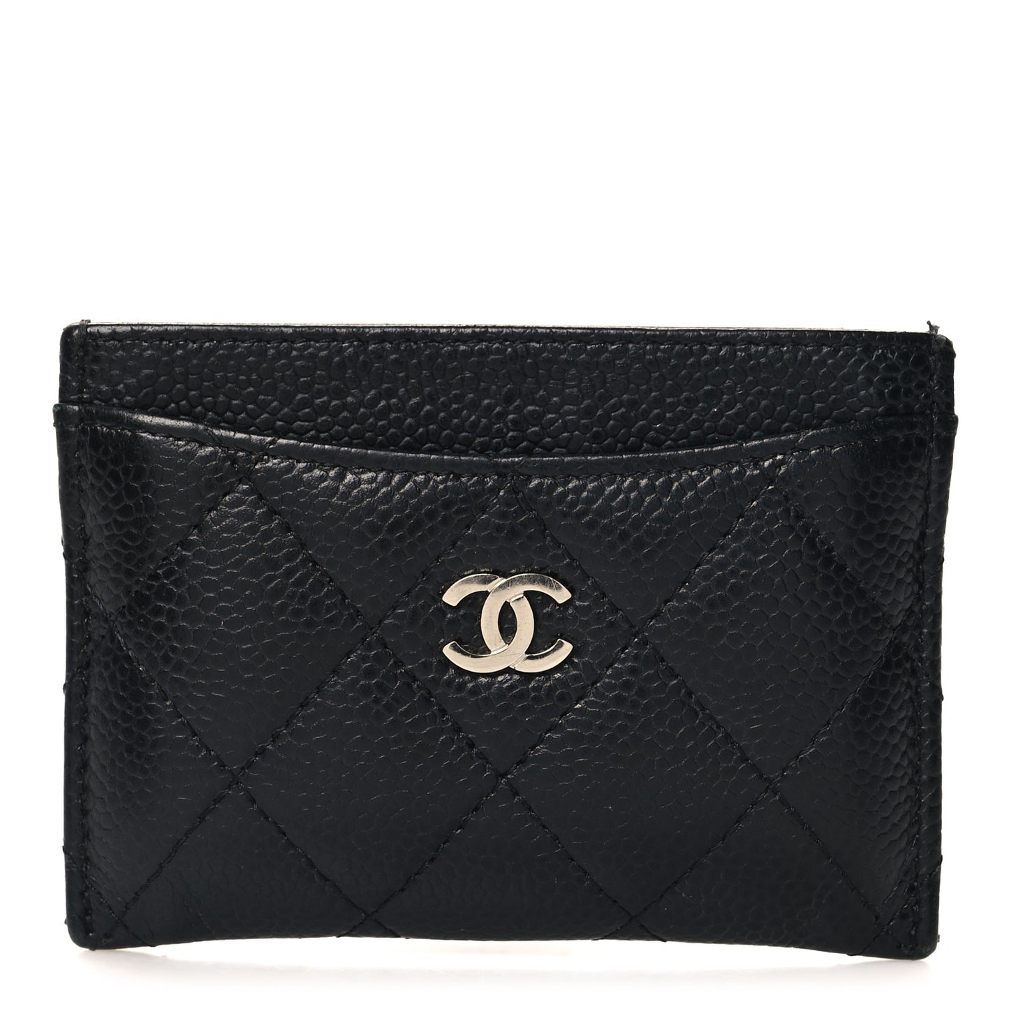 Caviar Quilted Card Holder Black