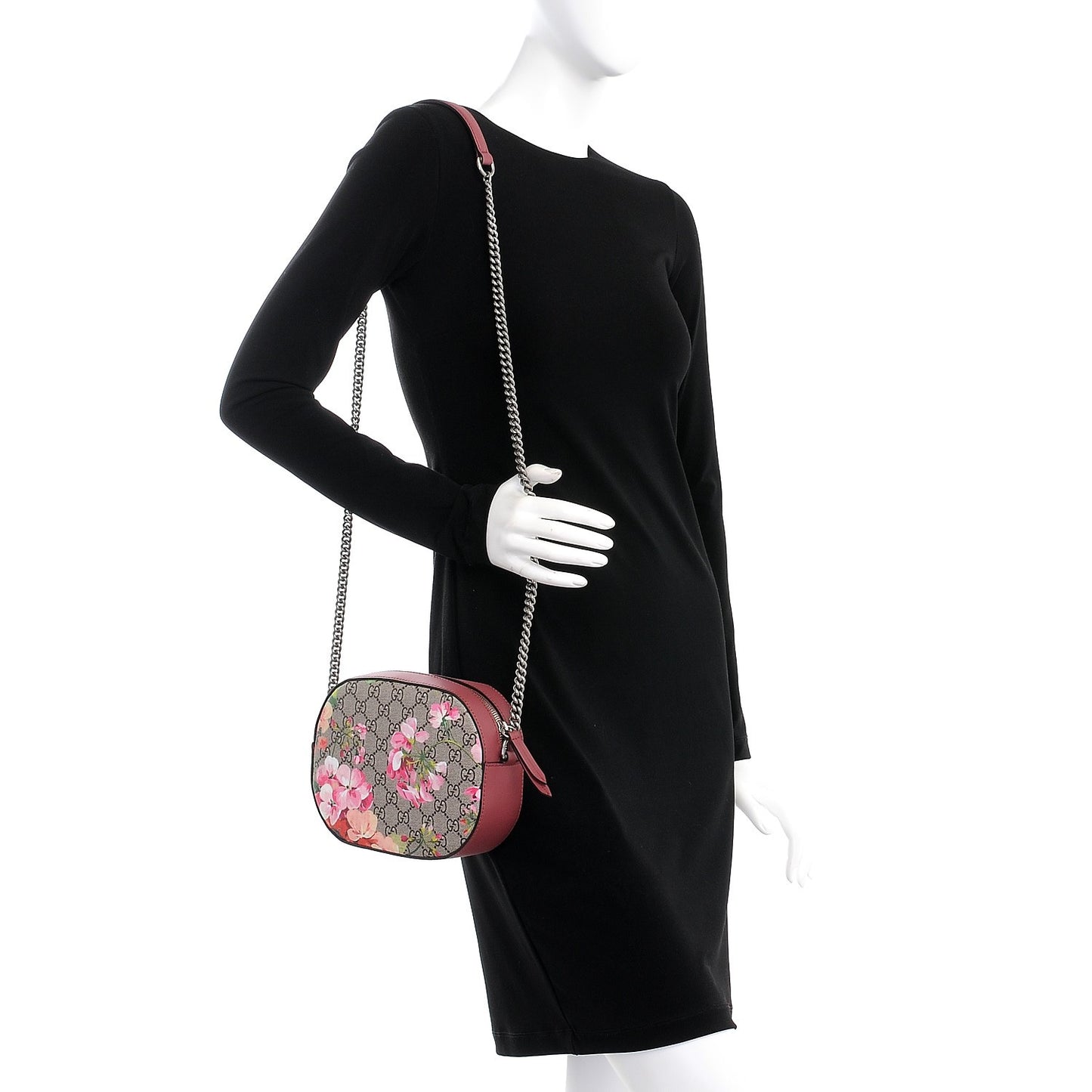 GG Supreme Monogram Blooms Mini Chain Shoulder Bag Beige Multicolor Dry Rose