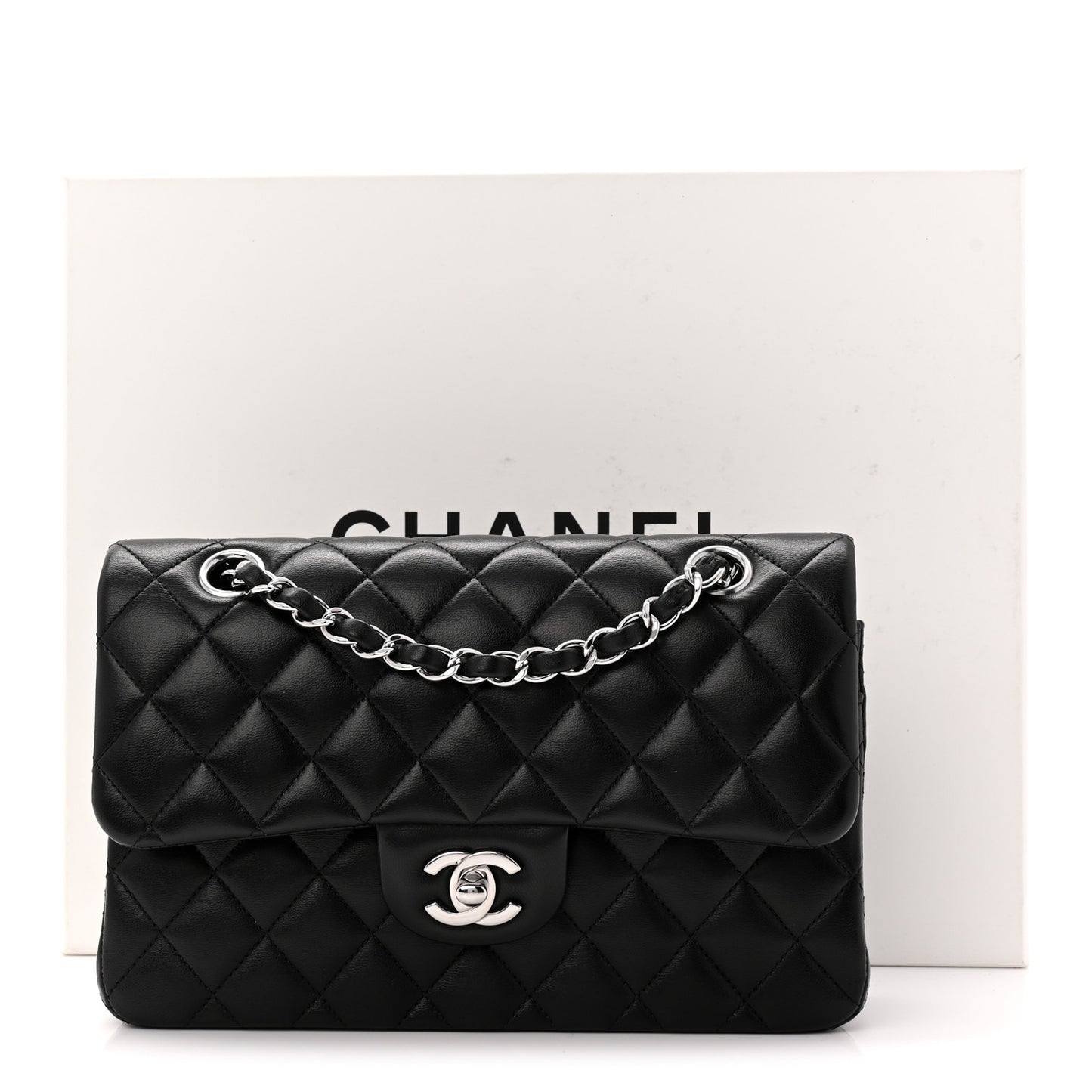 Lambskin Quilted Small Double Flap Black
