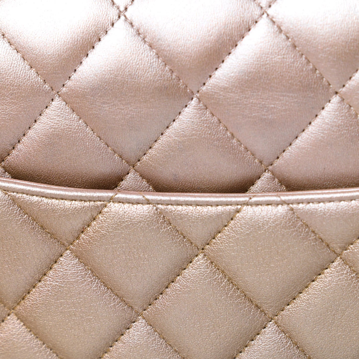 Metallic Lambskin Quilted Jumbo Double Flap Gold