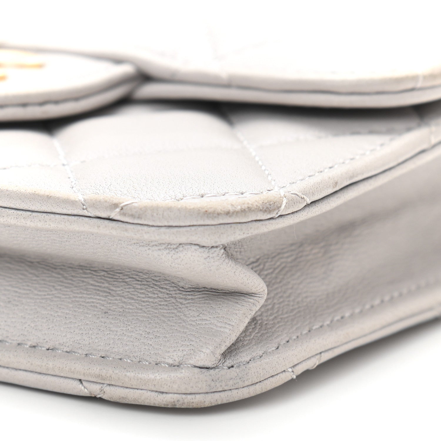 Chanel Lambskin Quilted Top Handle Flap Coin Purse With Chain Grey 12 of 13