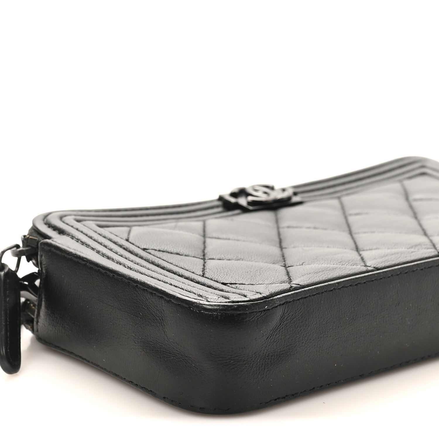 Chanel Lambskin Quilted Small Boy Clutch With Chain So Black 9 of 10