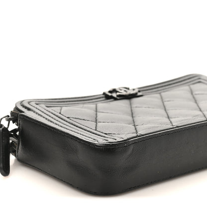 Chanel Lambskin Quilted Small Boy Clutch With Chain So Black 9 of 10