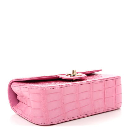 Chanel Shiny Alligator Ombre Mini Rectangular Flap Rose 4 of 10