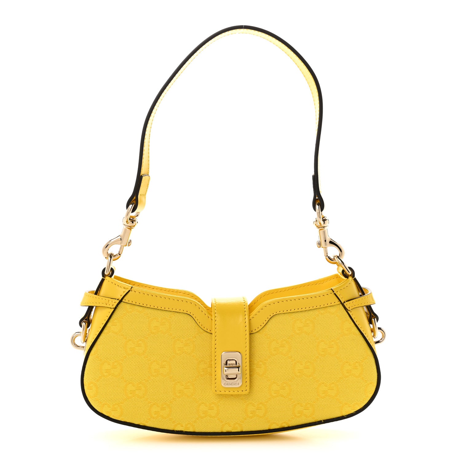 Gucci Calfskin Monogram Mini Moon Side Shoulder Bag Yellow 1 of 10