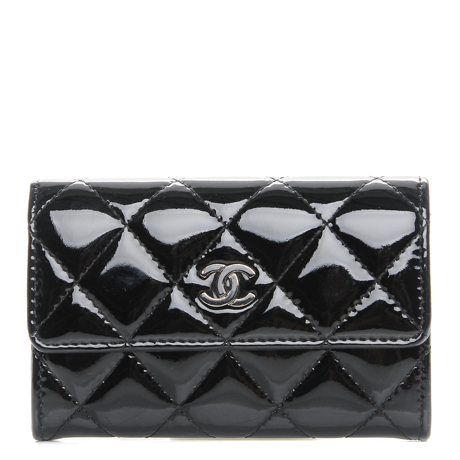 Chanel Patent Quilted Flap Card Holder Black 1 of 8
