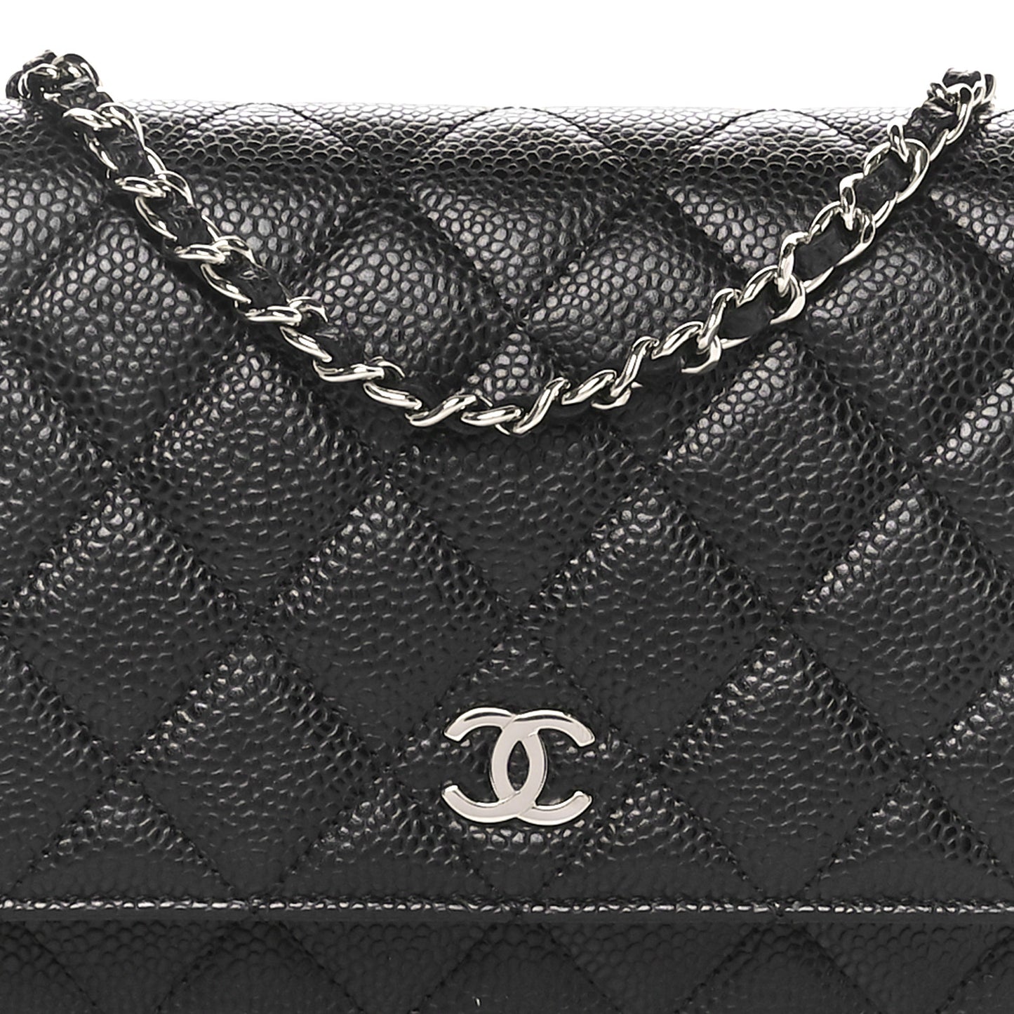 Caviar Quilted Wallet on Chain WOC Black