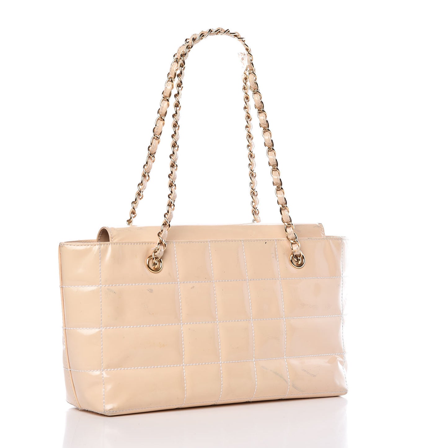 Patent Chocolate Bar East West Tote White