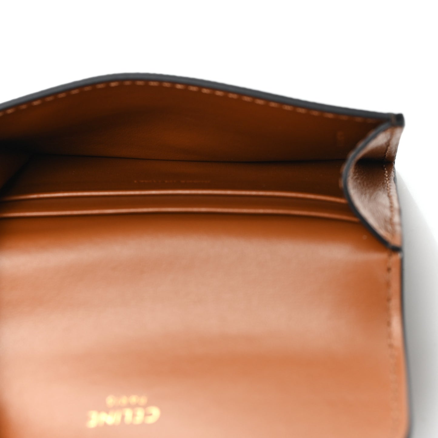 Triomphe Canvas Calfskin Flap Card Holder Tan