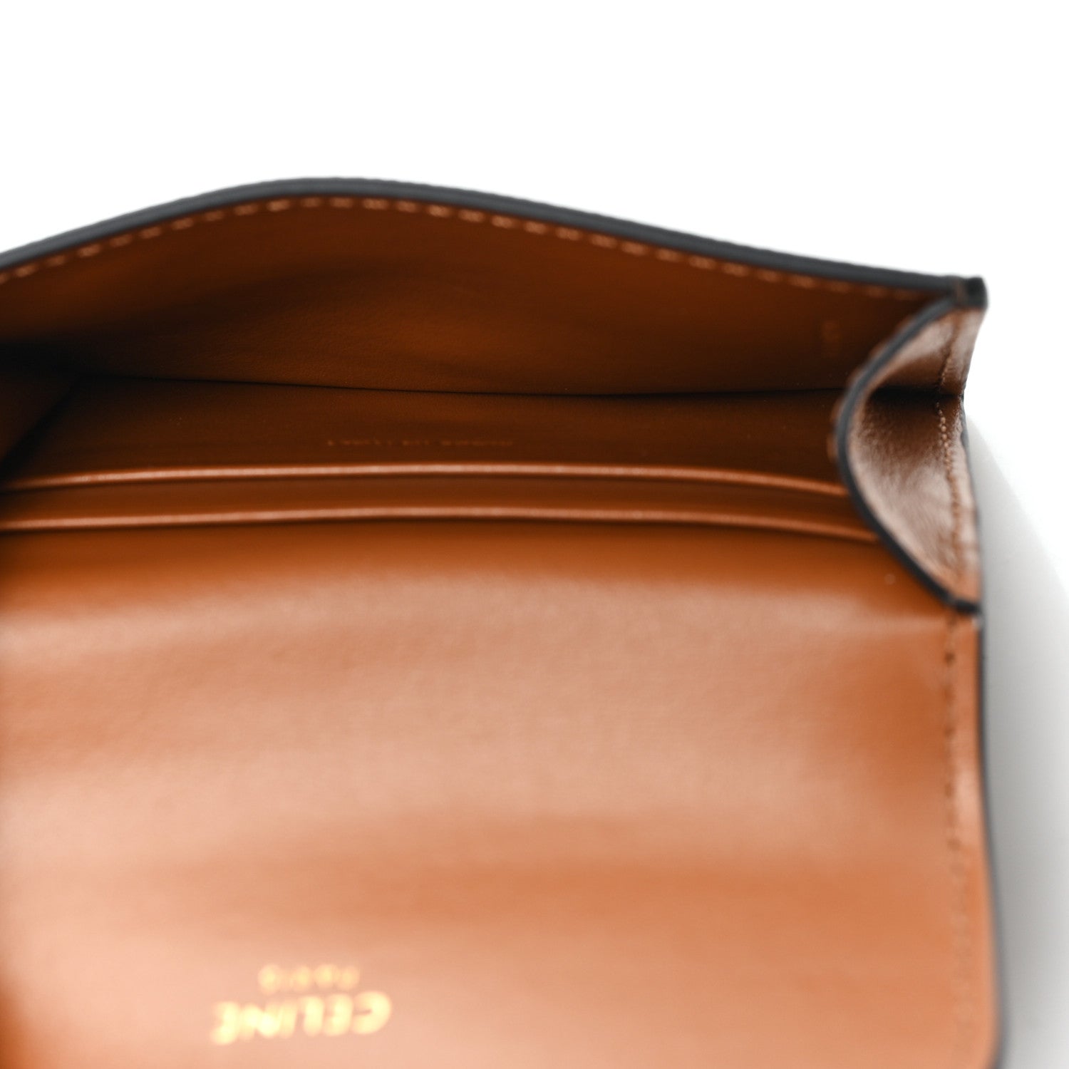 Celine Triomphe Canvas Calfskin Flap Card Holder Tan 5 of 8