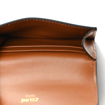 Celine Triomphe Canvas Calfskin Flap Card Holder Tan 5 of 8