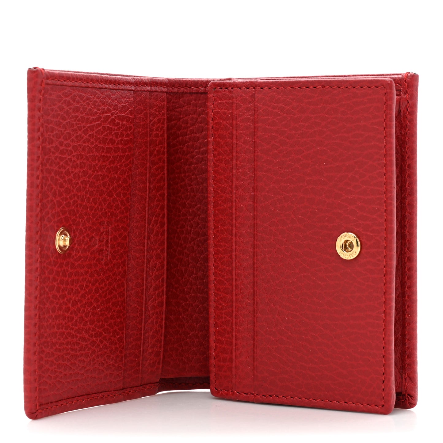 Pebbled Calfskin GG Marmont Card Case Hibiscus Red