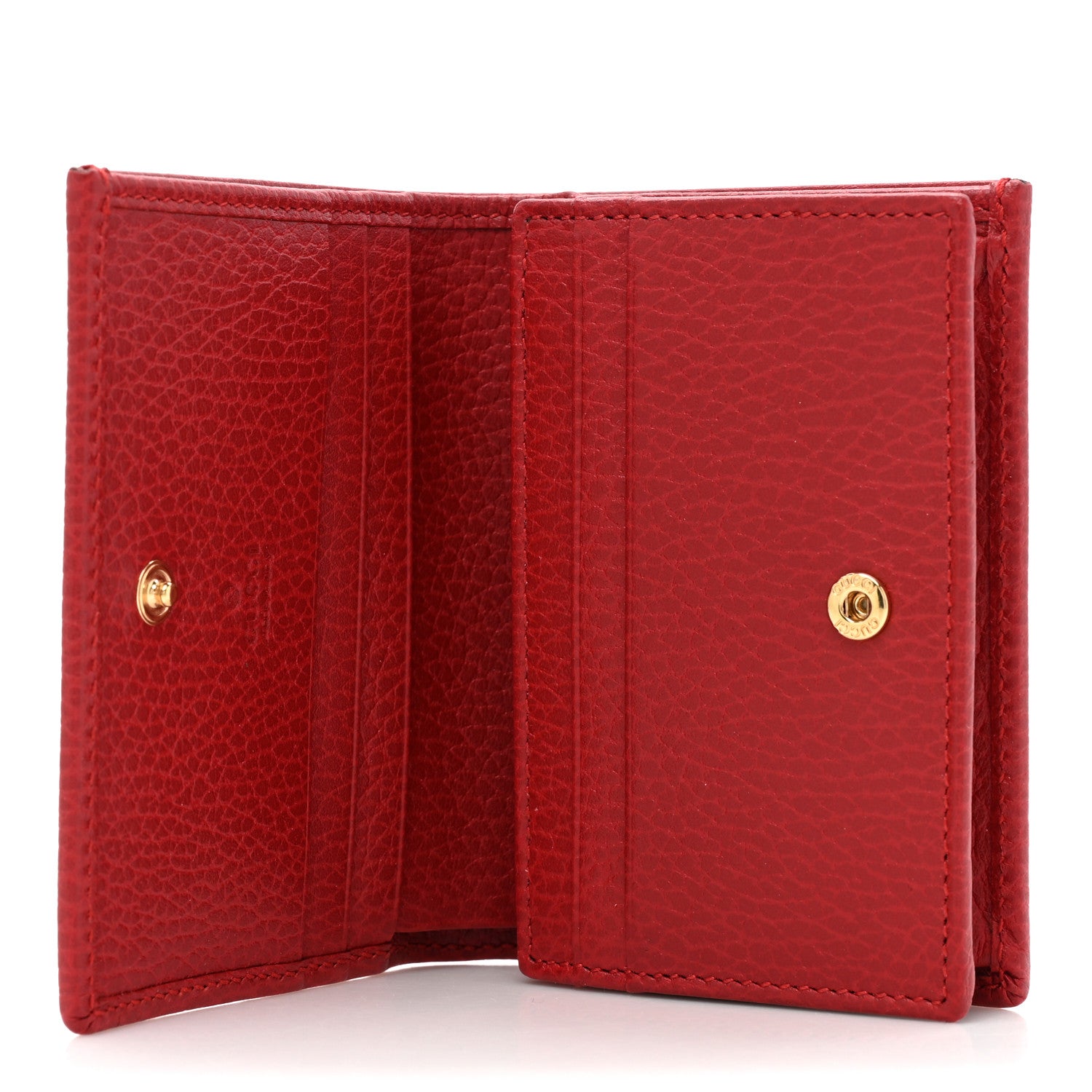Gucci Pebbled Calfskin GG Marmont Card Case Hibiscus Red 5 of 11
