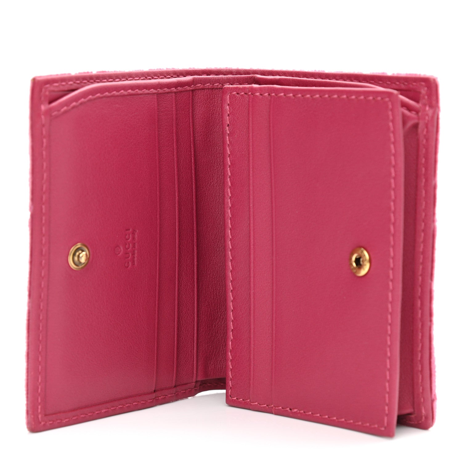 Gucci Velvet Matelasse Pearl Love Embroidered GG Marmont Card Case Wallet Light Raspberry Rose 5 of 10