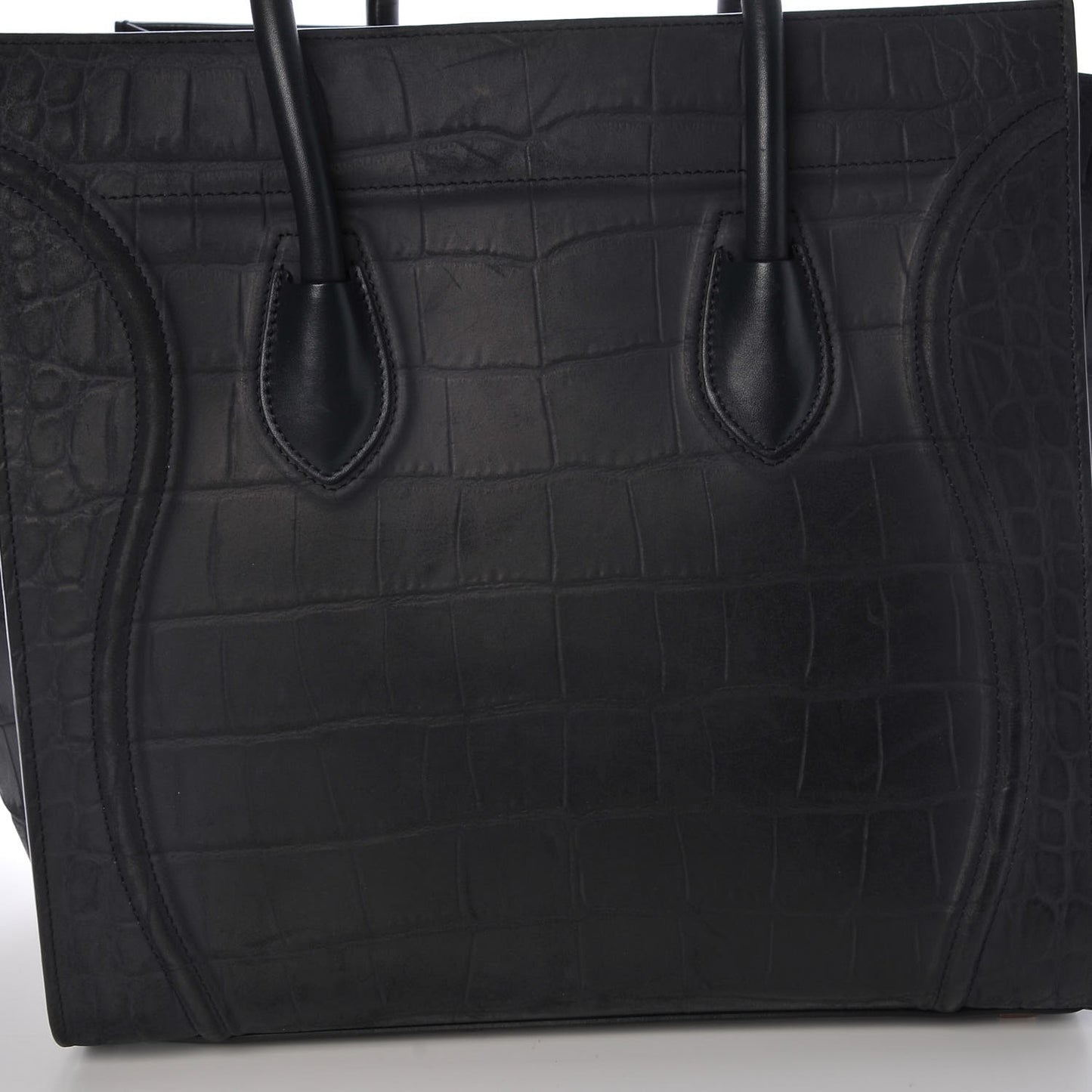 Crocodile Embossed Nubuck Medium Phantom Luggage Navy Blue