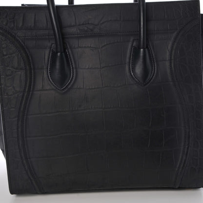 Celine Crocodile Embossed Nubuck Medium Phantom Luggage Navy Blue 9 of 10
