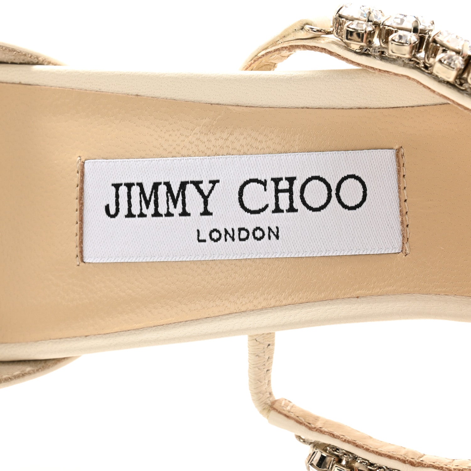 Jimmy Choo Calfskin Crystal Bing 105 Sandals 40 Latte 6 of 9