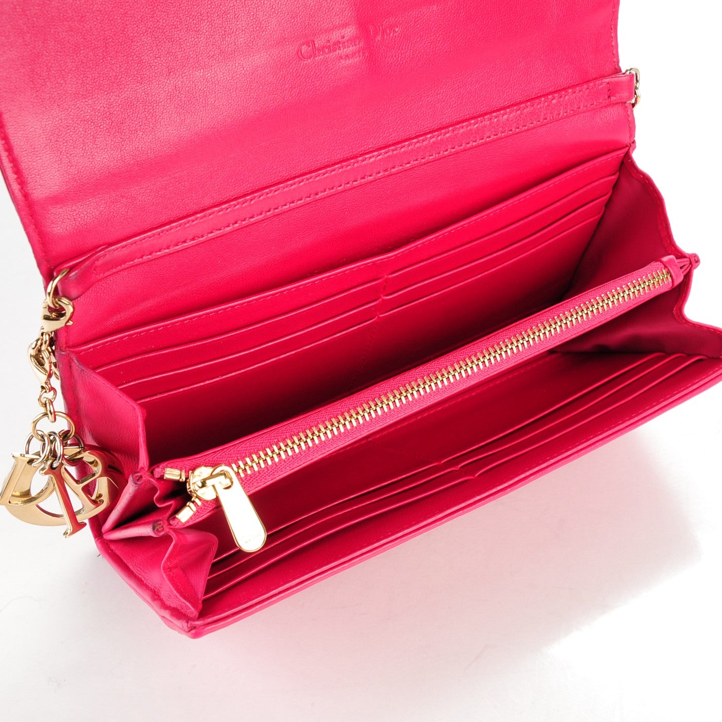 Lambskin Cannage Rendez-vous Chain Wallet Pink