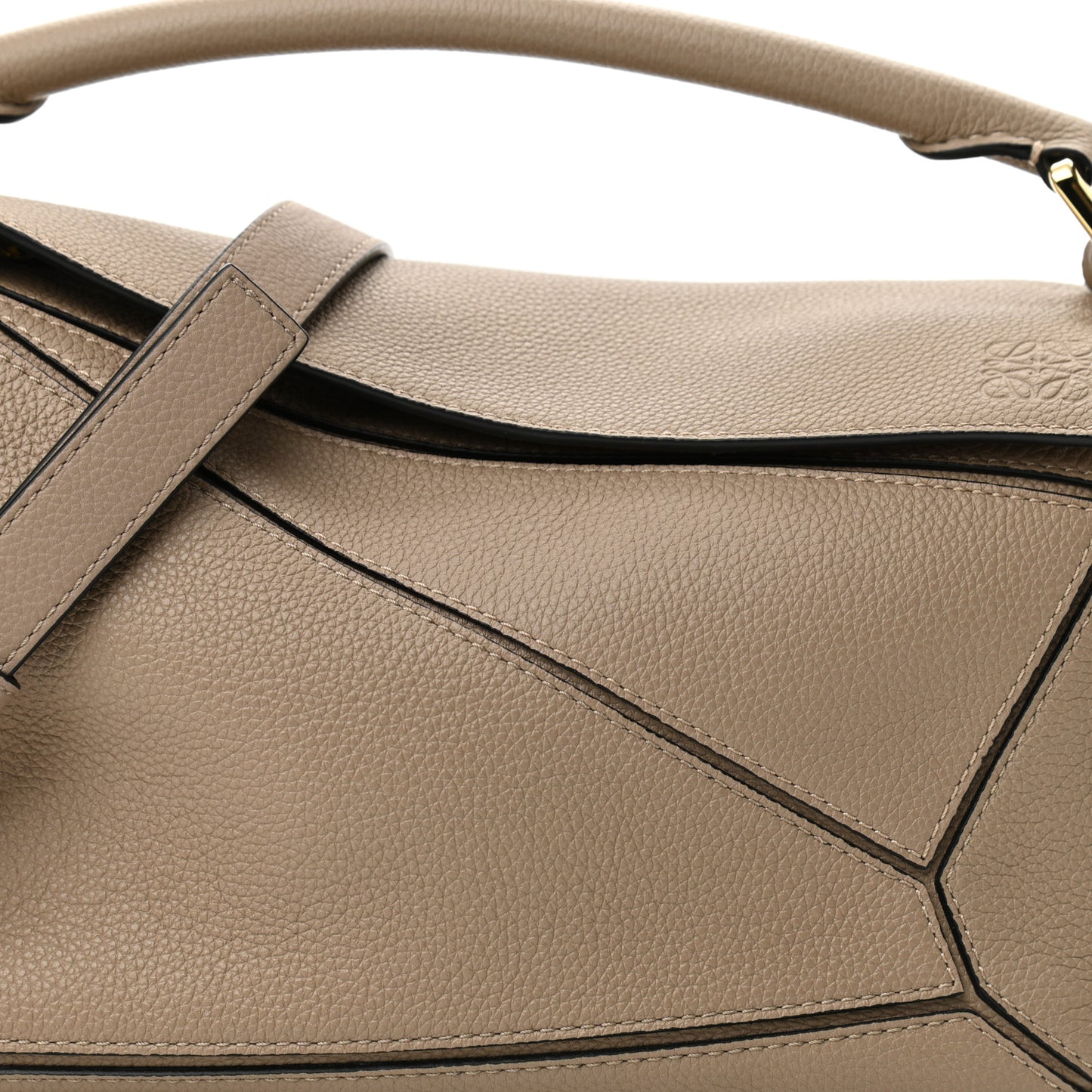 Grained Calfskin Small Puzzle Bag Sand