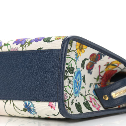 Gucci Canvas Medium Flora Tote White Multicolor Blue Agata 9 of 10