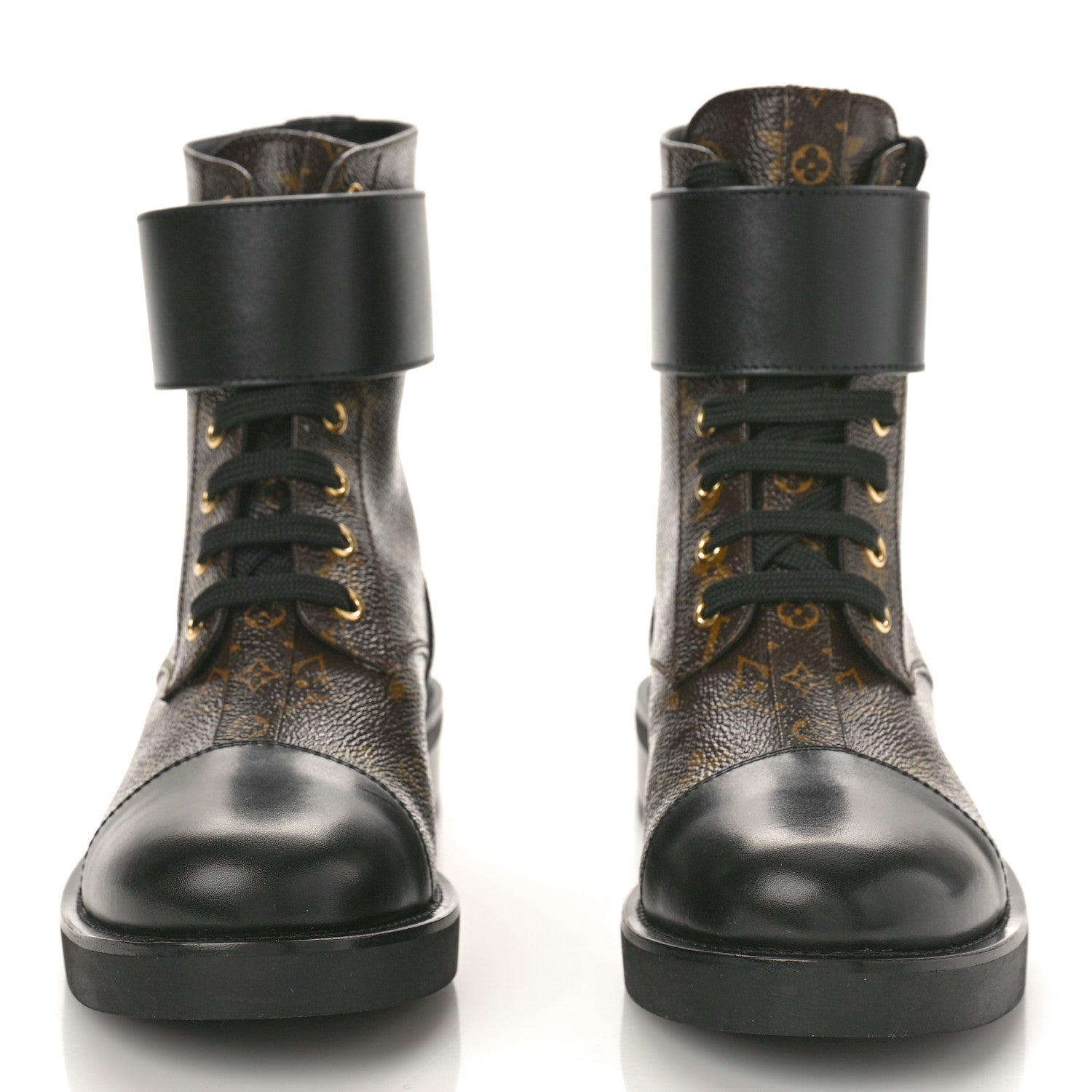 Louis Vuitton Calfskin Monogram Wonderland Flat Ranger Boots 38 Black 2 of 8