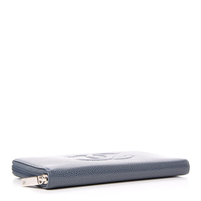 Chanel Caviar Large CC Timeless Zip Around Organizer Wallet Blue 4 of 9
