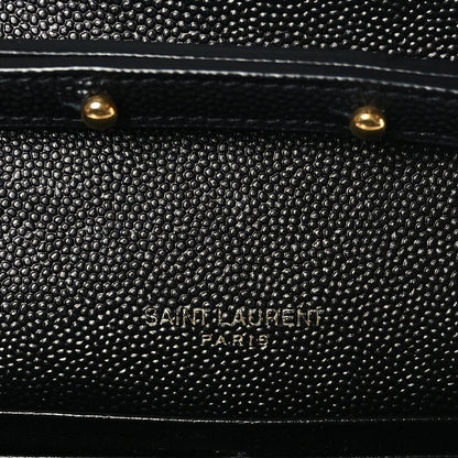 Saint Laurent Grain De Poudre Mixed Matelasse Triquilt Monogram Chain Wallet Black 6 of 9