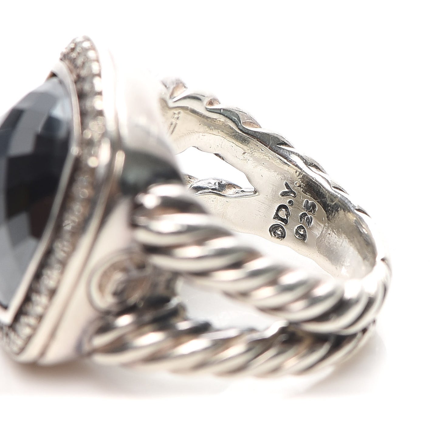 Sterling Silver Diamond Hematine 14mm Albion Ring 52 6