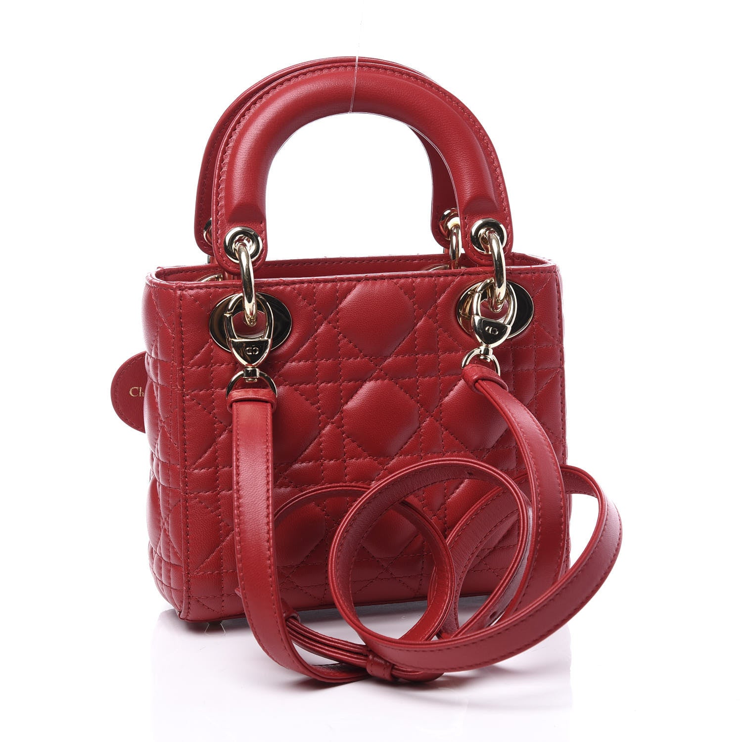 Christian Dior Lambskin Cannage Mini Lady Dior Red 2 of 9
