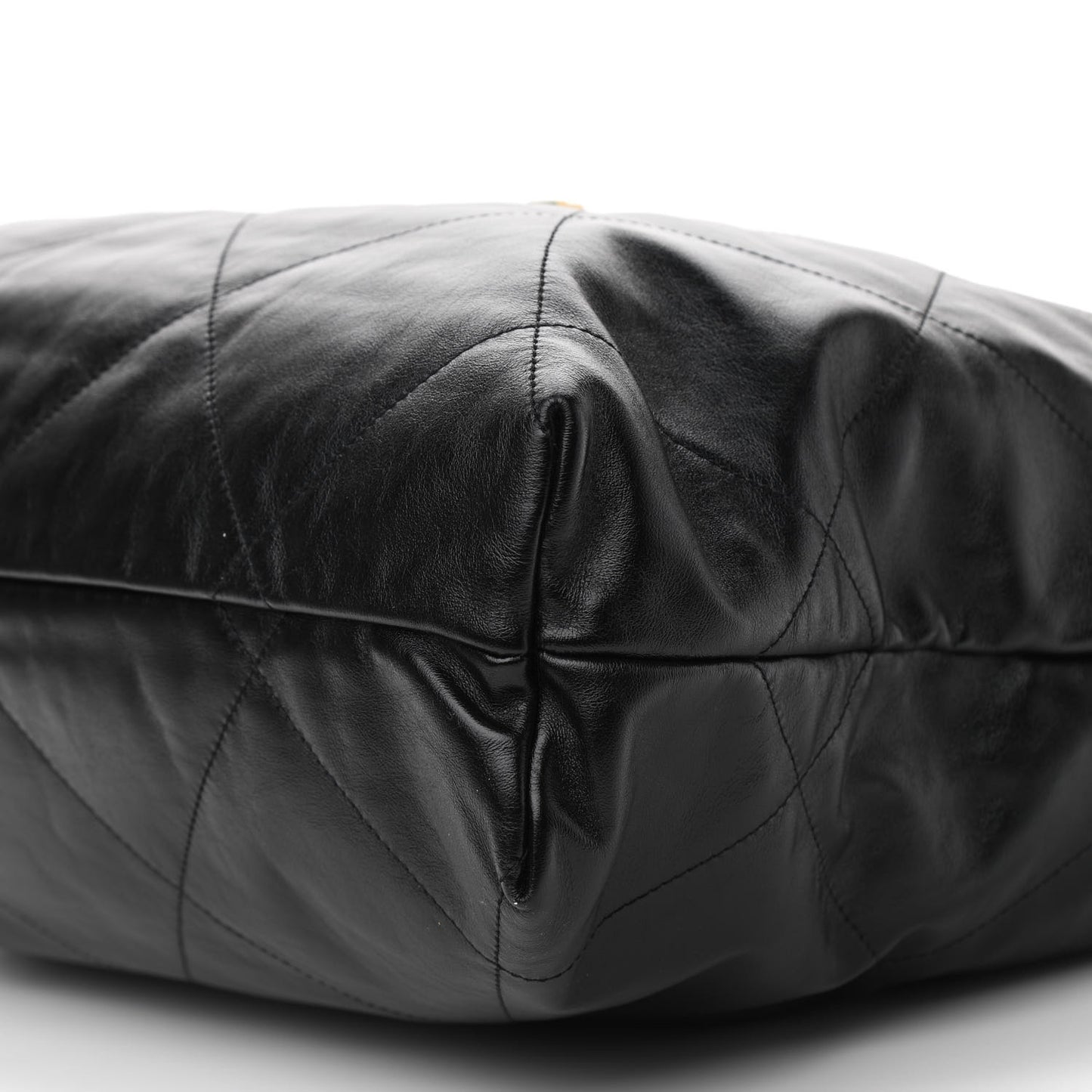 Shiny Calfskin Quilted Large Chanel 22 Black