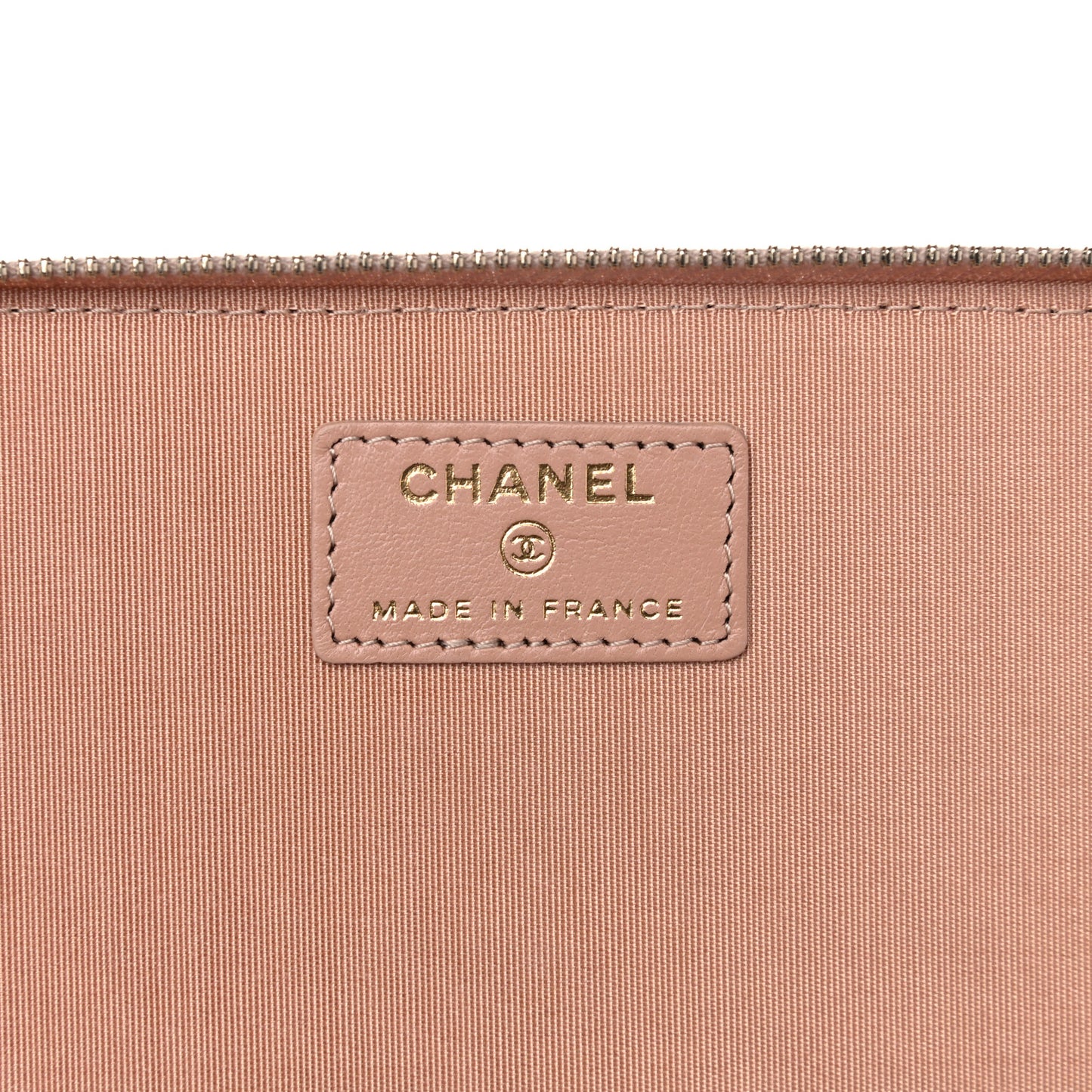 Lambskin Quilted Small Top Handle Vanity Case With Chain Beige