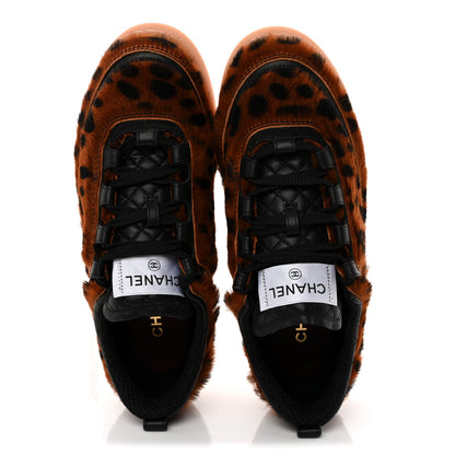 Chanel Lambskin Cheetah Print Quilted Sneakers 38.5 Brown Black 6 of 12