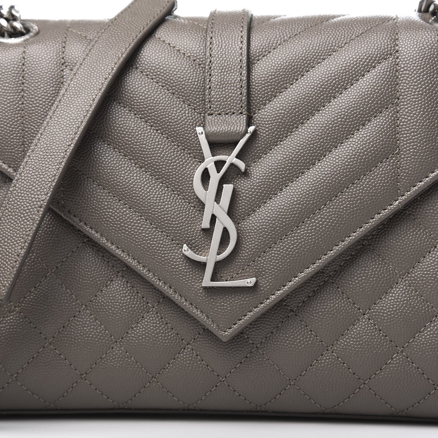 Saint Laurent Grain De Poudre Textured Mixed Matelasse Medium Triquilt Monogram Satchel Earth 10 of 10
