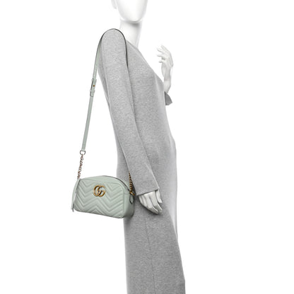Gucci Calfskin Matelasse Small GG Marmont Chain Shoulder Bag Salvy Green 2 of 12