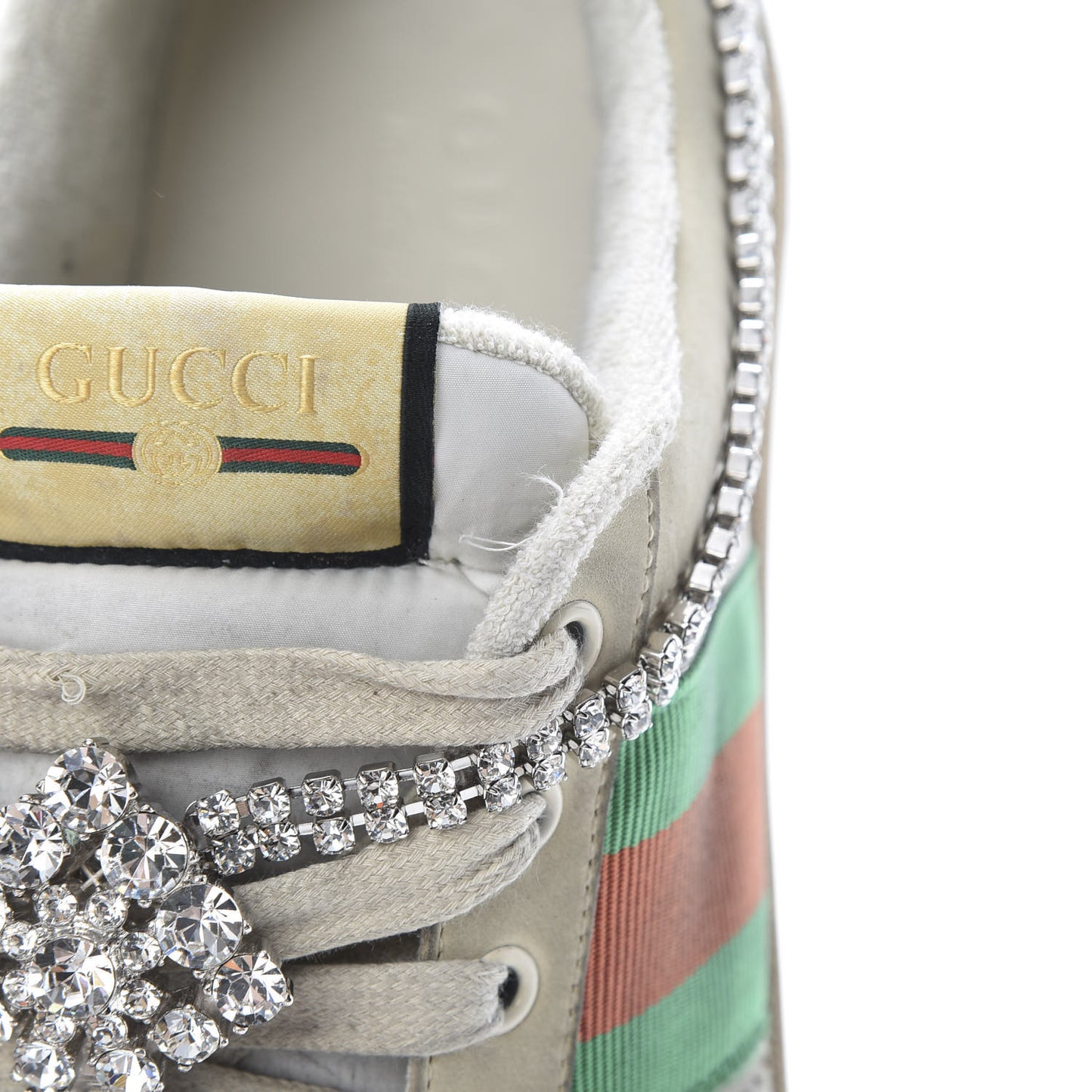 Nubuck Calfskin Web Removable Crystals Mens Screener Sneakers 9 Dusty Milk New Mystic White