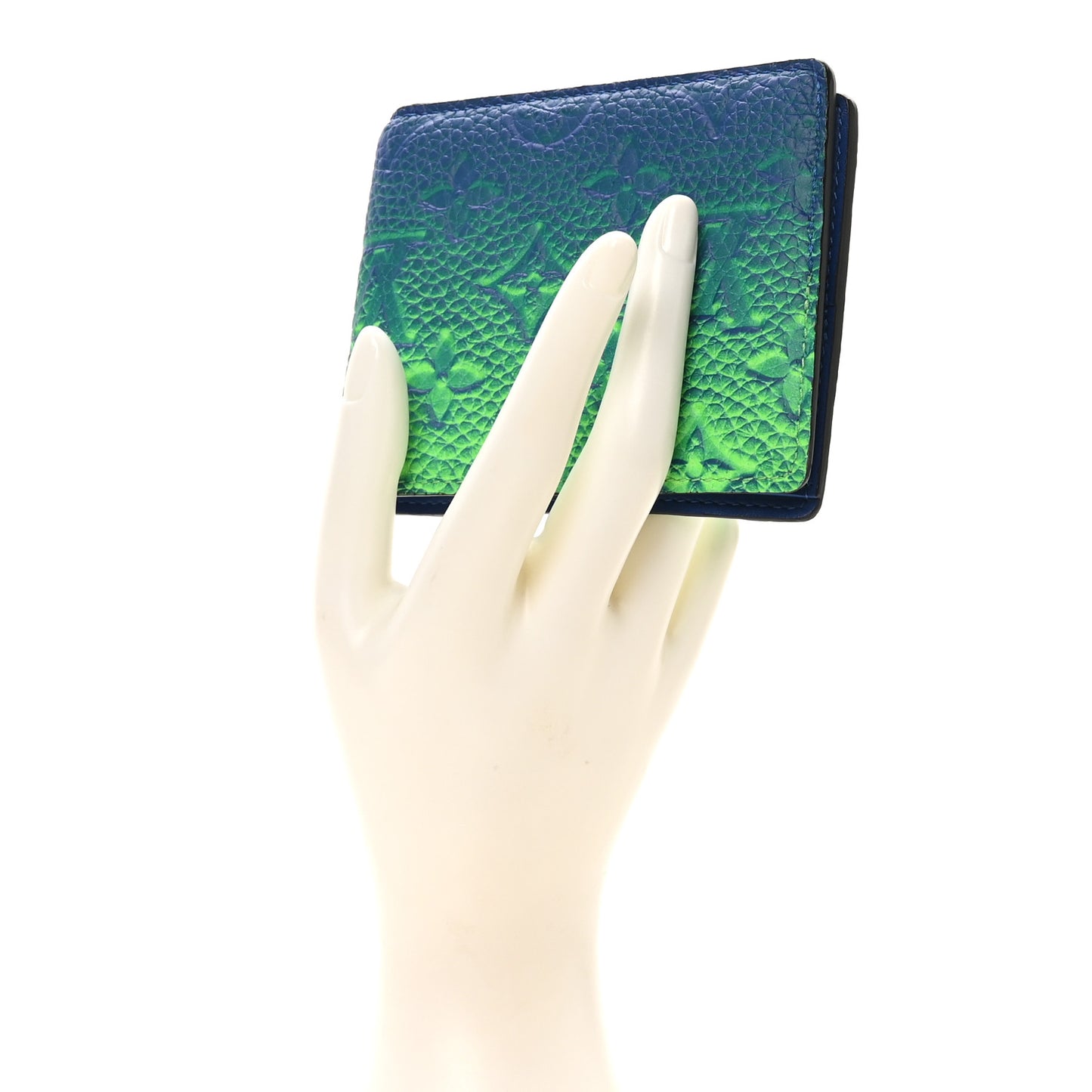Taurillon Illusion Slender Wallet Bleu Vert