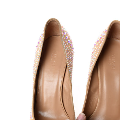 Gucci Suede Crystal Jennifer Pumps 39 Natural 10 of 12