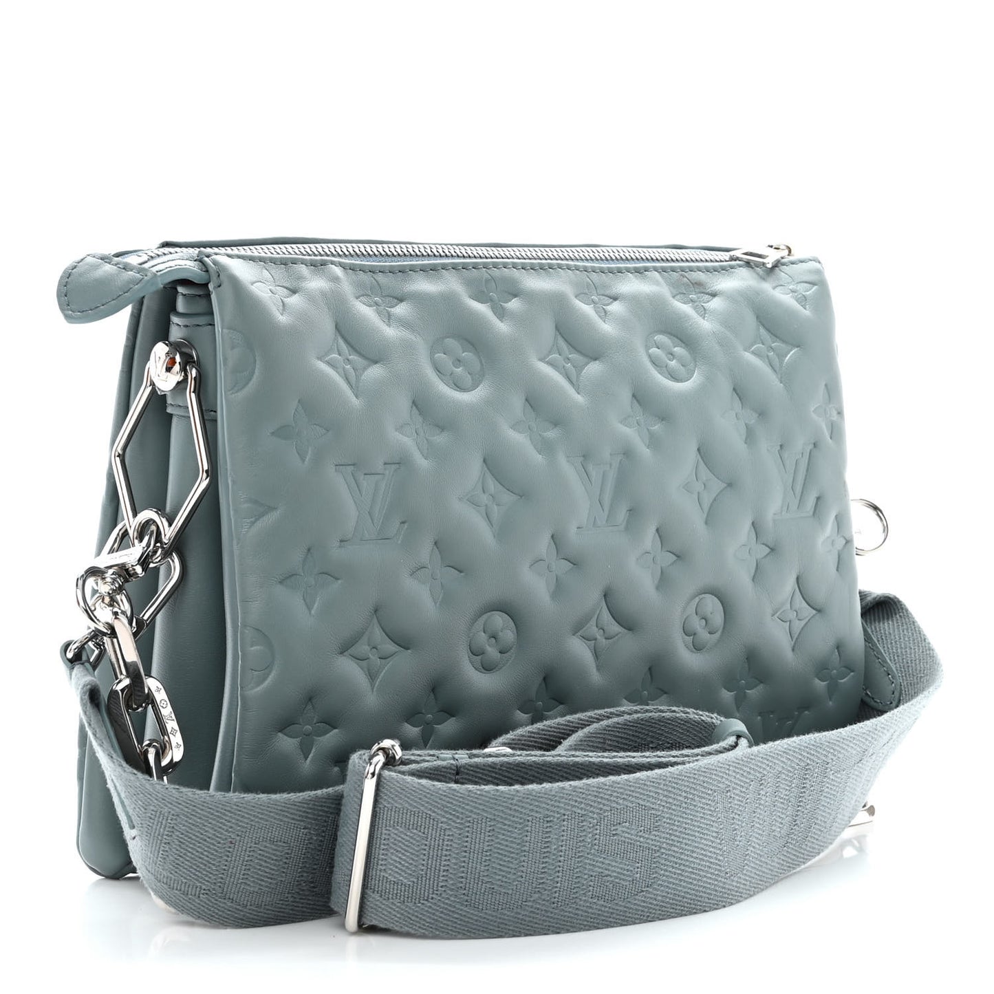 Lambskin Embossed Monogram Coussin PM Blue Glacier