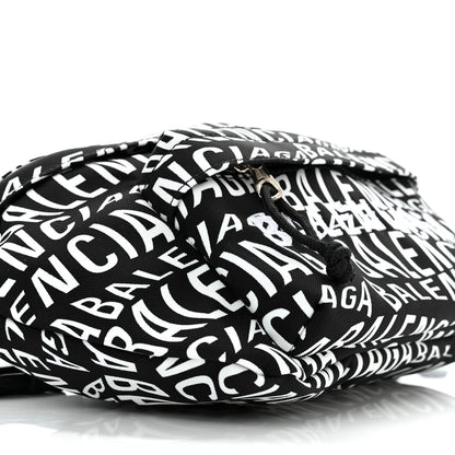 Balenciaga Nylon Wave Logo Print Wheel Beltpack Black White 9 of 10
