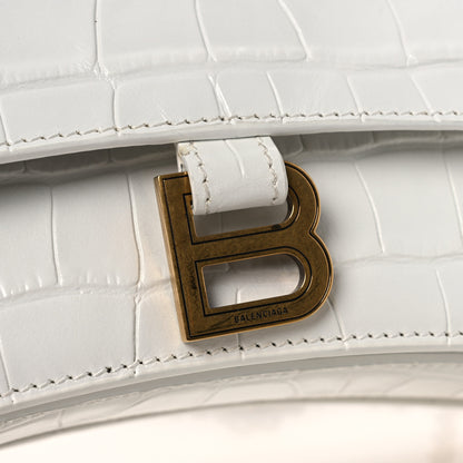 Balenciaga Calfskin Crocodile Embossed Small Crush Chain Bag White 11 of 12