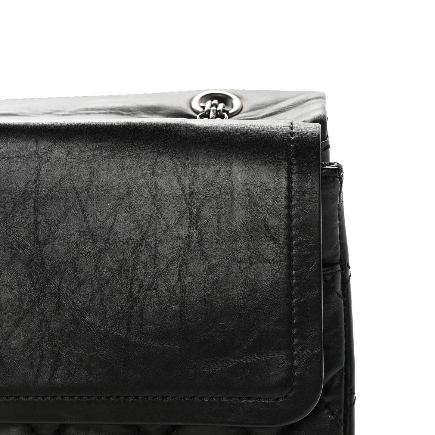 Aged Calfskin Quilted 2.55 Reissue 227 Flap Black