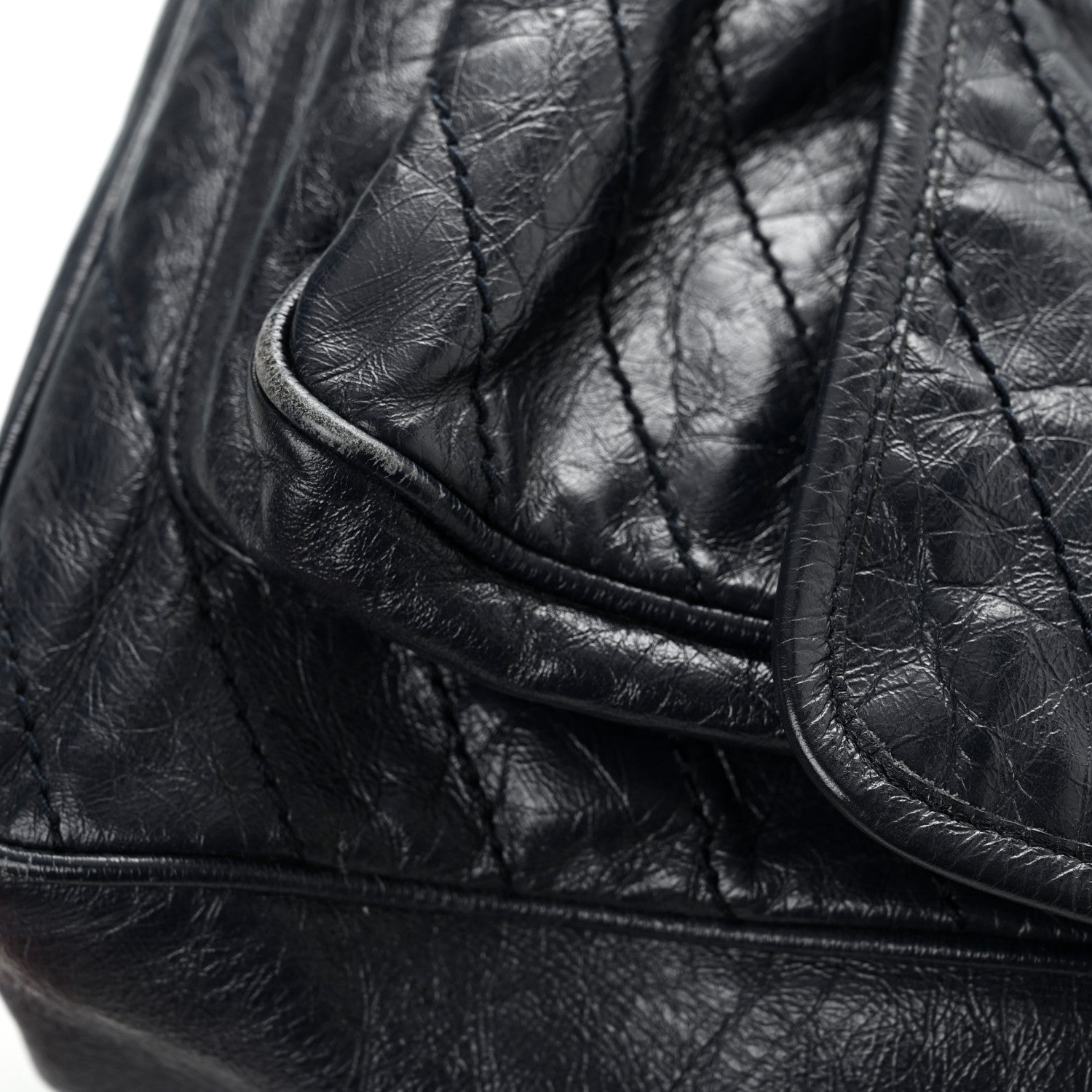 Saint Laurent Crinkled Calfskin Matelasse Monogram Large Niki Chain Satchel Deep Marine 14 of 16